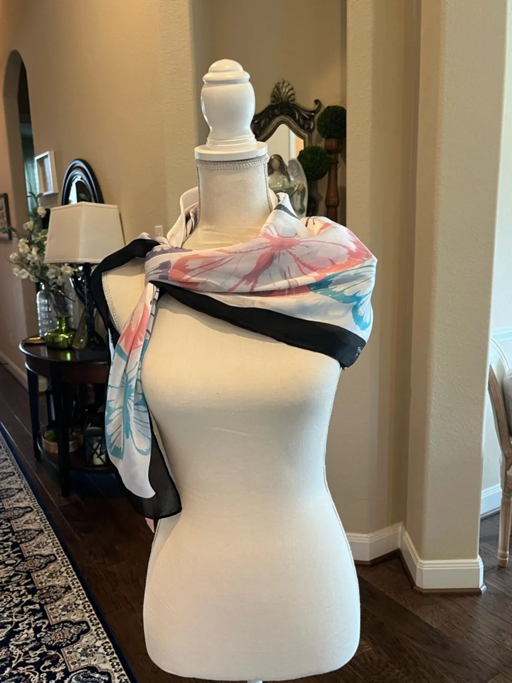 Juicy Couture Butterfly Print Scarf in Blue, Pink ,Black, Purple and Black
